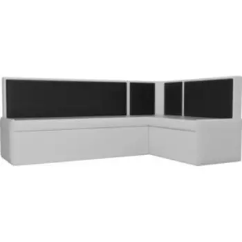 Кухонный угловой диван АртМебель Кристина эко-кожа бело/черный правый