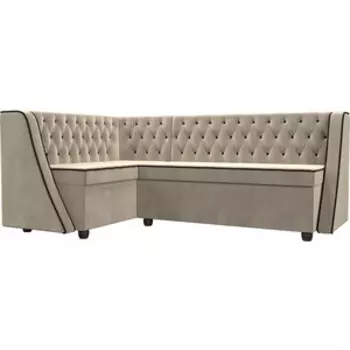 Кухонный угловой диван АртМебель Лофт микровельвет бежевый левый угол