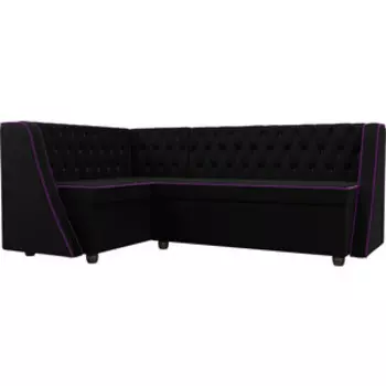 Кухонный угловой диван АртМебель Лофт микровельвет черный левый угол