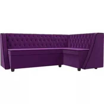 Кухонный угловой диван АртМебель Лофт микровельвет фиолетовый правый угол