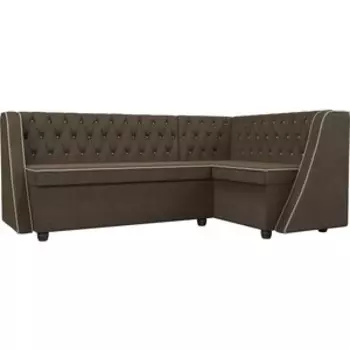 Кухонный угловой диван АртМебель Лофт рогожка коричневый правый угол