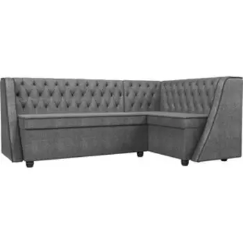 Кухонный угловой диван АртМебель Лофт рогожка серый правый угол