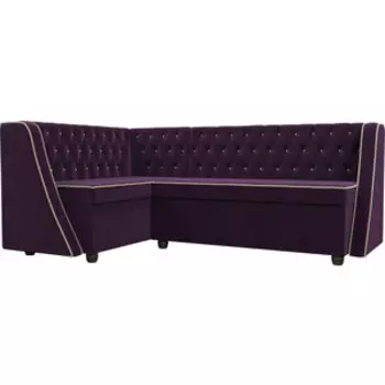 Кухонный угловой диван АртМебель Лофт велюр фиолетовый левый угол