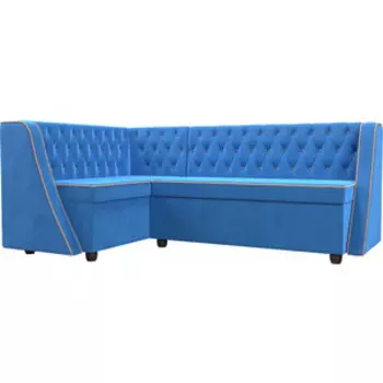 Кухонный угловой диван АртМебель Лофт велюр голубой левый угол