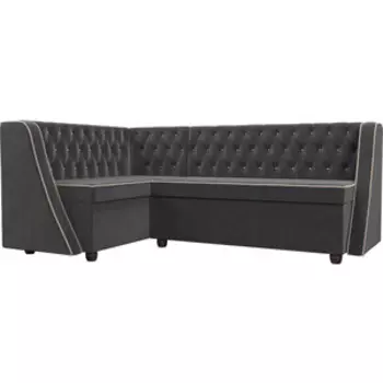 Кухонный угловой диван АртМебель Лофт велюр серый левый угол