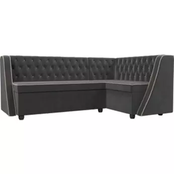 Кухонный угловой диван АртМебель Лофт велюр серый правый угол