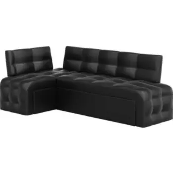 Кухонный угловой диван АртМебель Люксор эко-кожа (черный) угол левый