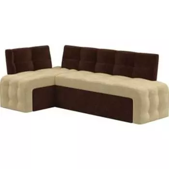 Кухонный угловой диван АртМебель Люксор микровельвет (бежево/коричневый) угол левый