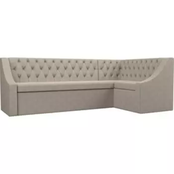 Кухонный угловой диван АртМебель Мерлин рогожка бежевый правый угол