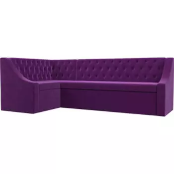 Кухонный угловой диван АртМебель Мерлин вельвет фиолетовый левый угол