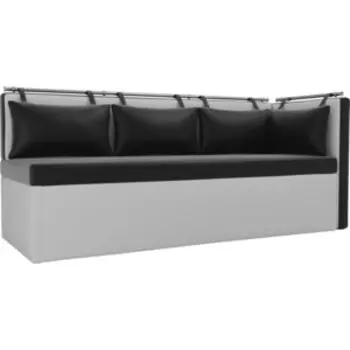 Кухонный угловой диван АртМебель Метро эко-кожа черно-белый угол правый