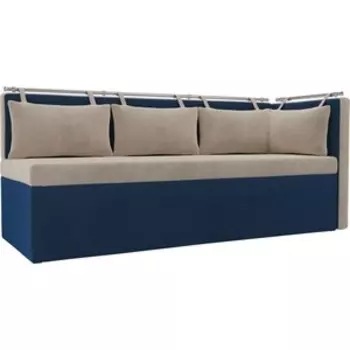 Кухонный угловой диван АртМебель Метро велюр бежевый/голубой правый угол