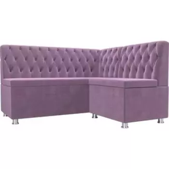 Кухонный угловой диван АртМебель Мирта микровельвет сиреневый правый угол