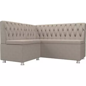 Кухонный угловой диван АртМебель Мирта рогожка бежевый левый угол