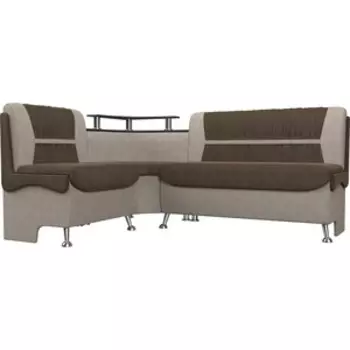 Кухонный угловой диван АртМебель Сидней рогожка коричневый/бежевый левый угол