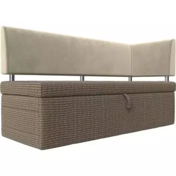 Кухонный угловой диван АртМебель Стоун корфу 03 микровельвет бежевый правый угол