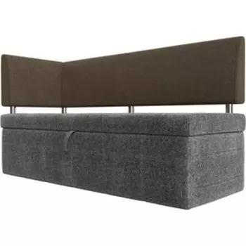 Кухонный угловой диван АртМебель Стоун рогожка серый/коричневый левый угол