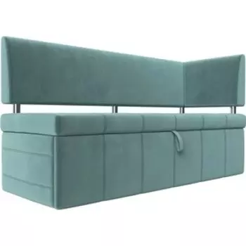 Кухонный угловой диван АртМебель Стоун велюр бирюза правый угол