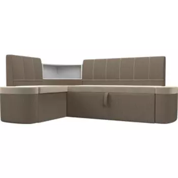 Кухонный угловой диван АртМебель Тефида микровельвет бежевый корфу 03 левый угол