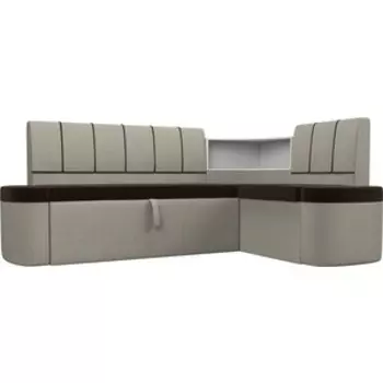 Кухонный угловой диван АртМебель Тефида микровельвет коричневый корфу 02 правый угол