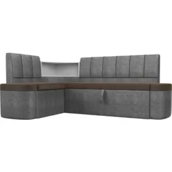 Кухонный угловой диван АртМебель Тефида рогожка коричневый серый левый угол