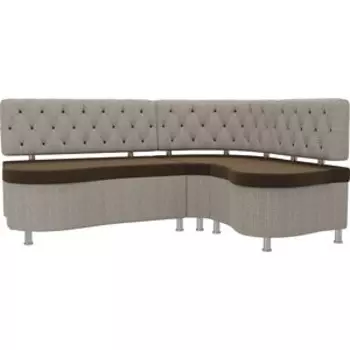 Кухонный угловой диван АртМебель Вегас микровельвет коричневый корфу 02 правый угол