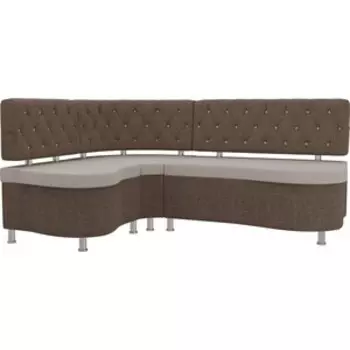 Кухонный угловой диван АртМебель Вегас рогожка бежевый коричневый левый угол