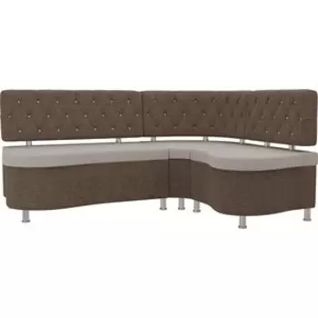 Кухонный угловой диван АртМебель Вегас рогожка бежевый коричневый правый угол