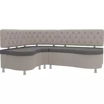 Кухонный угловой диван АртМебель Вегас рогожка серый бежевый левый угол