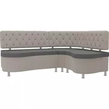 Кухонный угловой диван АртМебель Вегас рогожка серый бежевый правый угол