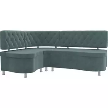 Кухонный угловой диван АртМебель Вегас велюр бирюза левый угол