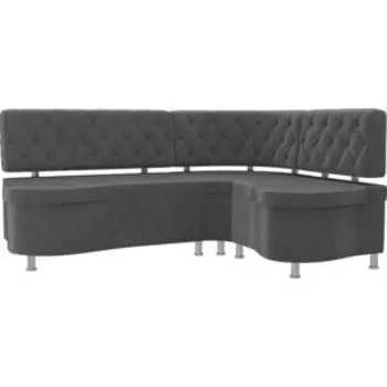 Кухонный угловой диван АртМебель Вегас велюр серый правый угол