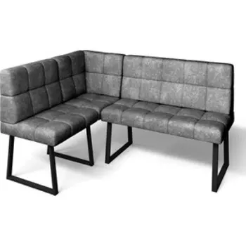 Кухонный Угловой Диван Бител Реал Мд 1100+Мд 660+Му 590 (Велюр Графит, Черный Муар) (BIT001332)