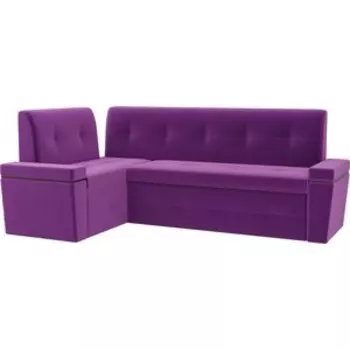Кухонный угловой диван Мебелико Деметра микровельвет (фиолетовый) левый угол