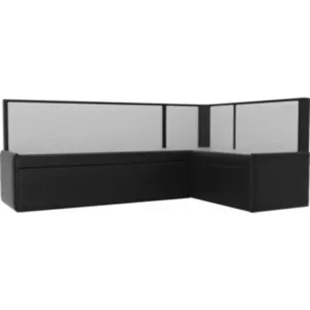 Кухонный угловой диван Мебелико Кристина эко-кожа черно/белый правый