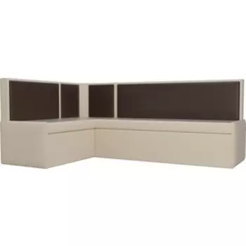 Кухонный угловой диван Мебелико Кристина эко-кожа бежево/коричневый левый