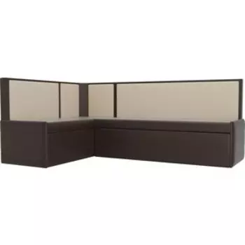 Кухонный угловой диван Мебелико Кристина эко-кожа коричнево/бежевый левый