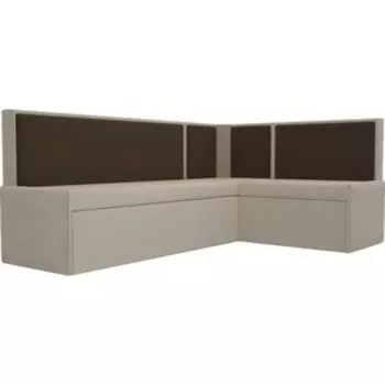 Кухонный угловой диван Мебелико Кристина микровельвет бежево/коричневый правый