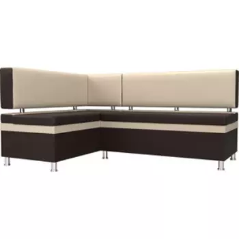 Кухонный уголок АртМебель Стайл эко кожа коричневый бежевый левый угол