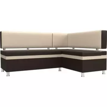 Кухонный уголок АртМебель Стайл экокожа коричневый/бежевый правый угол