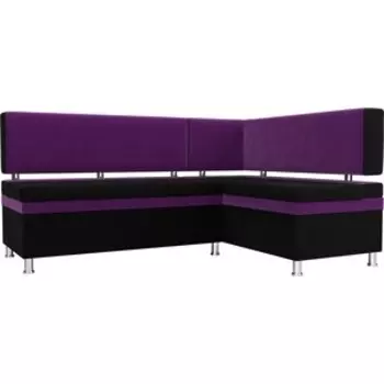 Кухонный уголок АртМебель Стайл микровельвет черный/фиолетовый правый угол