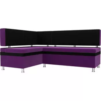 Кухонный уголок АртМебель Стайл микровельвет фиолетовый черный левый угол