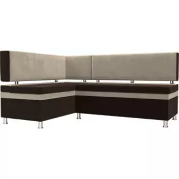 Кухонный уголок АртМебель Стайл микровельвет коричневый/бежевый левый угол