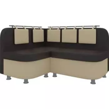 Кухонный уголок АртМебель Уют-2 эко-кожа бежево-коричневый левый