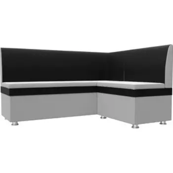 Кухонный уголок АртМебель Уют эко-кожа бело-черных правый