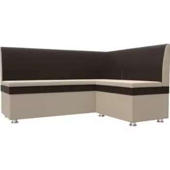 Кухонный уголок АртМебель Уют эко-кожа бежево-коричневый правый