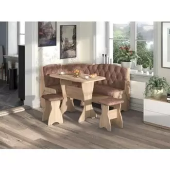 Кухонный Уголок Бител Орхидея -Люкс (Дуб Сонома, Велюр Коньяк) (BTL10000678)