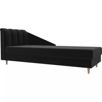 Кушетка АртМебель Астер микровельвет черный левый угол