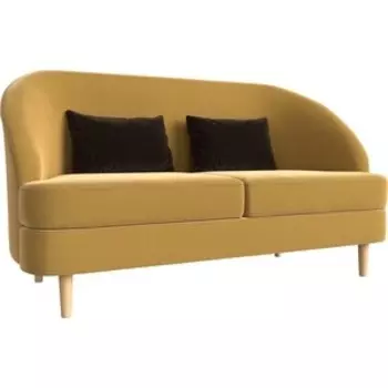 Кушетка АртМебель Атико микровельвет желтый подушки коричневые