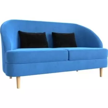 Кушетка АртМебель Атико велюр голубой подушки черные